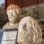 Busto de mármore de Marco Aurélio em museu, para entender quem foi Marco Aurélio